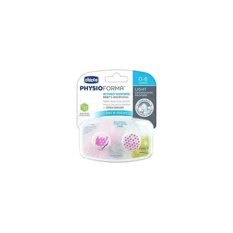 chupeta_ortodntica_chicco_SKU6Pc0khVy_2.webp Chicco Chupeta Ortodôntica - 2 Pk Physioforma Light Day & Night Rosa, 0/6M New