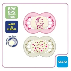 Mam Chupetas noturnas para meninas , 6M+ Fashion