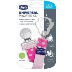 Chicco Clipe de chupeta universal dois em um da - rosa Discount