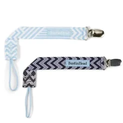 BooginHead Clipes de chupeta com 2 pacotes, Chevron azul e preto Clearance