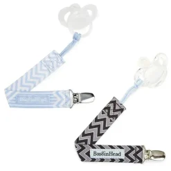 BooginHead Clipes de chupeta com 2 pacotes, Chevron azul e preto Clearance