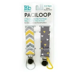 Bazzle Baby Clipes de chupeta com estampa de bebê cinza e amarelo Bazzle para meninos Discount