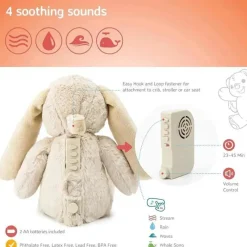 Cloud B - Máquina de som calmante, bichinho de pelúcia fofinho, 4 sons calmantes, coelhinho borbulhante Fashion