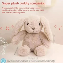 Cloud B - Máquina de som calmante, bichinho de pelúcia fofinho, 4 sons calmantes, coelhinho borbulhante Fashion