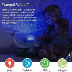 Cloud B - Ocean Projector Nightlight, Tranquil Whale Family Clearance