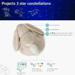 Cloud B - Projetor Calming Nightlight Star, 3 cores, 3 constelações, desligamento automático, coelho Online