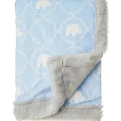 Baby Vision Cobertor de pelúcia com encadernação peluda, elefante Hot