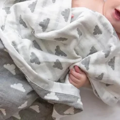 Living Textiles Cobertor jacquard de musselina de algodão - Grey Star Discount