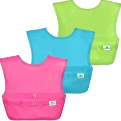 Iplay Conjunto de 3 babadores de brotos verdes Snap &amp; Go Easy Wear, conjunto rosa, azul e verde Outlet