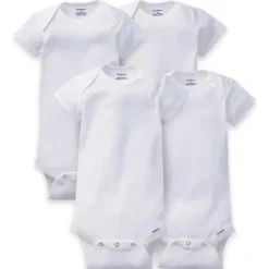Gerber Conjunto de 4 bodys manga curta Onesies, branco New