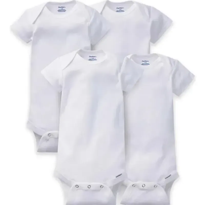 conjunto_de__bodys_manga__SKUelJGVjLq_0.webp Gerber Conjunto de 4 bodys manga curta Onesies, branco New