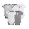 Burt's Bees Baby Conjunto de 5 bodys manga curta Burt's Bees, cinza urze Outlet