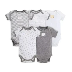 Burt's Bees Baby Conjunto de 5 bodys manga curta Burt's Bees, cinza urze Outlet