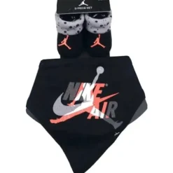 Haddad Conjunto de 2 peças de meias e babadores infantis Nike Air Jordan para bebês de 0 a 6 meses Fashion