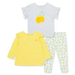 Little Me Conjunto de 3 peças Lemon - Amarelo Fashion