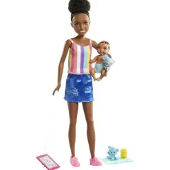 Mattel Conjunto de bonecas e acessórios para babás Barbie Skipper (boneca morena) Outlet