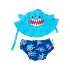 Zoocchini Conjunto de fraldas de natação e chapéu de sol tubarão Sale