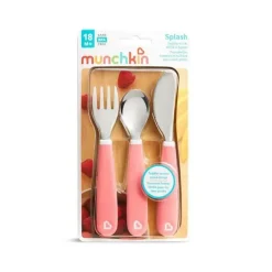 Munchkin Conjunto de garfo, faca e colher Splash para criança - rosa Sale