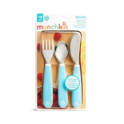 Munchkin Conjunto de garfo, faca e colher Splash para criança, azul Discount