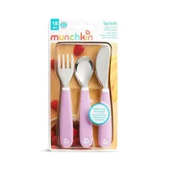 Munchkin Conjunto de garfo, faca e colher Splash para criança - roxo Clearance