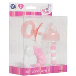 JC Toys Conjunto de garrafa e chocalho rosa de 3 peças Clearance