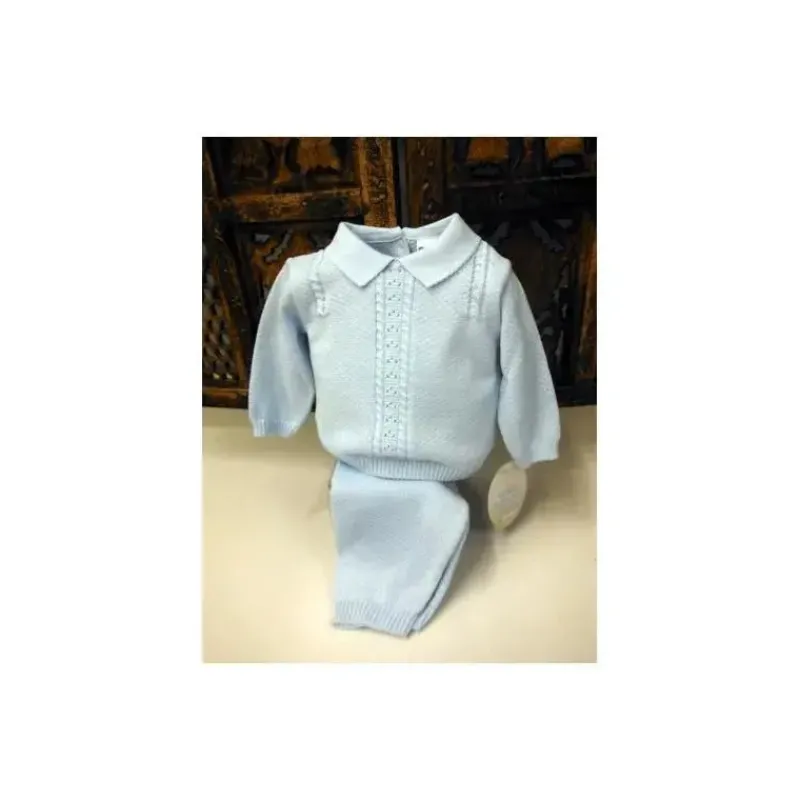 conjunto_de_meninos_de_tr_SKUzXJgLuO6_0.webp Will Beth Conjunto de meninos de tricô azul de 2 peças Will' Beth New