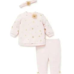 Little Me Conjunto de Moletom Stars - Rosa Claro New
