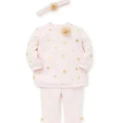 Little Me Conjunto de Moletom Stars - Rosa Claro New