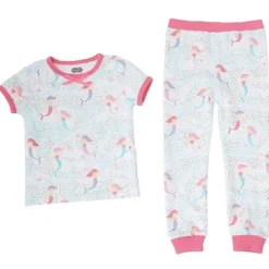 Mud Pie Conjunto de pijama de duas peças com estampa de sereia de torta de lama New