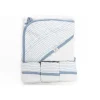 Piccolo Bambino Conjunto de toalha de bebê com capuz e 3 toalhinhas de bebê listrado azul Outlet