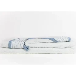 Piccolo Bambino Conjunto de toalha de bebê com capuz e 3 toalhinhas de bebê listrado azul Outlet