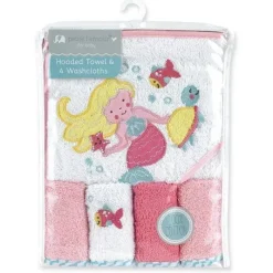 Baby King Conjunto de toalha e toalhinha de algodão rosa cinza com capuz (sereia) Fashion