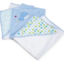 SpaSilk Conjunto de toalhas Soft Terry com capuz, pacote de 3 azuis Discount