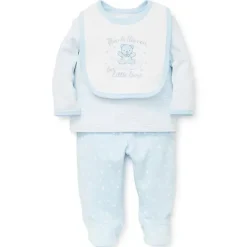 Little Me Conjunto ombro a ombro Thank Heaven com babador - azul Discount