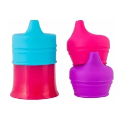 Boon Copo e tampas para canudinho de silicone Snug bico universal, 9M+ Rosa Multi Fashion