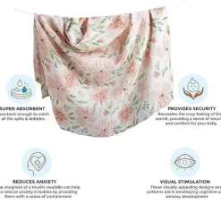 Crane Baby Parker Collection Musselina Swaddle Wraps Estampa Floral Clearance
