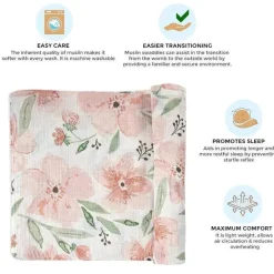 Crane Baby Parker Collection Musselina Swaddle Wraps Estampa Floral Clearance