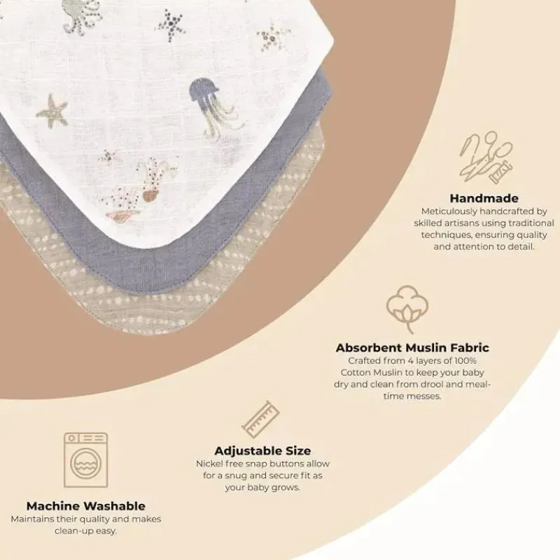 crane_bedding__cove_pc_mu_SKUh8uMXFZz_3.webp Crane Bedding - Cove 3-Pc. Muslin Bib Set, Ocean Life Sale