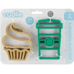Cudlie - 2 unidades de mordedor de silicone de grau alimentício, café e muffin Discount
