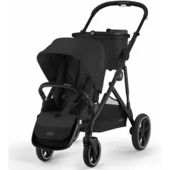Cybex - Carrinho de passeio simples a duplo Gazelle S 2, moldura preta/preto lua New