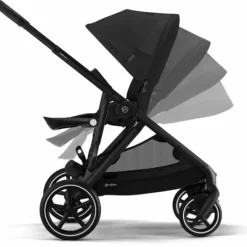 Cybex - Carrinho de passeio simples a duplo Gazelle S 2, moldura preta/preto lua New