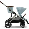 Cybex - Carrinho de passeio simples a duplo Gazelle S 2, estrutura taupe/azul celeste New