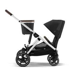 Cybex - Carrinho de passeio simples a duplo Gazelle S 2, moldura prateada/preto lua New