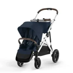Cybex - Carrinho de passeio simples a duplo Gazelle S 2, moldura prateada/azul oceano Best