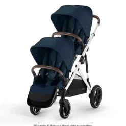 Cybex - Carrinho de passeio simples a duplo Gazelle S 2, moldura prateada/azul oceano Best