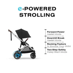 Cybex - Carrinho de passeio simples a duplo Egazelle S, moldura preta/preto lua Online