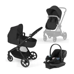 Cybex - Eos Stroller Black Frame &amp; Aton G, Moon Black Online