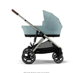 Cybex - Gazelle S 2 Double Stroller Bundle, Sky Blue/Silver Frame Best