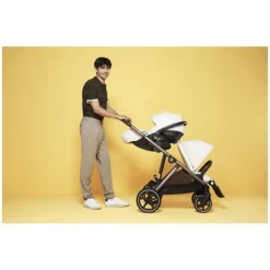 Cybex - Gazelle S 2 Double Stroller Bundle, Moon Black/Silver Frame New