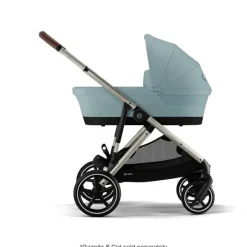 Cybex - Pacote de carrinho duplo Gazelle S 2, estrutura azul celeste/prata Sale